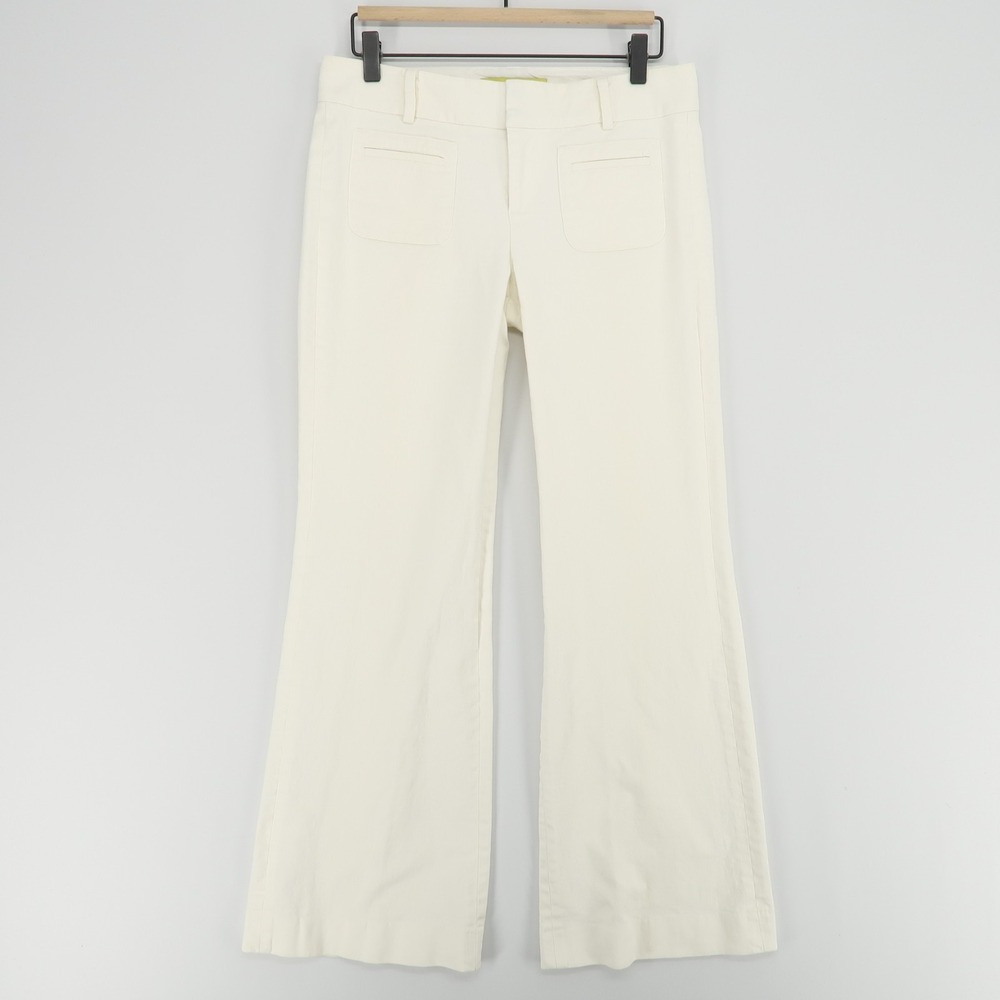 Tevrow+Chase Jeans Womens 4 Off White Flared Leg Patch Pockets Stretch‎